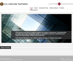 claytonassociates.com: Clayton Associates | Venture Capital Firm for the Healthcare and Technology Industry
Clayton Associates is a venture capital firm based in Franklin, Tennessee that provides early stage and growth equity to companies located primarily in the Southeast.