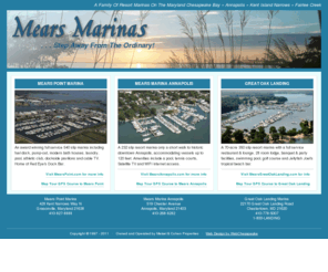 mearsmarinas.com: Mears Marinas: Maryland Marina Resorts on the Chesapeake Bay
Resort marinas on the Maryland Cheasapeake Bay at Annapolis, Kent Island Narrows & Fairlee Creek