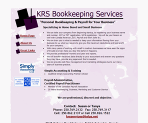 krsbookkeeping.com: KRS Bookkeeping Services
Specializing in Home Based and Small Business<br> KRS Bookkeeping Services and Payroll Services