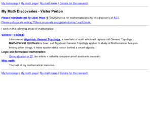 mathematics21.org: Algebraic General Topology and Math Synthesis - Math Discoveries of Victor Porton
My math discoveries online: Algebraic General Topology and Math Synthesis