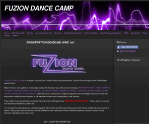 fuziondancecamp.com: Home - FUZION DANCE CAMP
Week long dance camp in July featuring the industry's top professional dancers! In the Chicago Suburbs.  Trip to see 