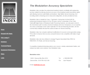 indexcom.com: Modulation Index
Modulation Index is the Professional Broadcast Modulation Accuracy Specialists.