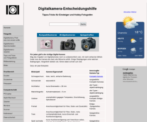 bildag.com: Digitalkamera Hobby-Fotograf Beratung
Digitalkamera-Entscheidungshilfe fr Hobby-Fotografen, Tipps und Tricks