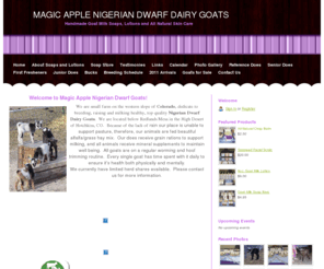 magicapplenigerians.com: Home - MAGIC APPLE NIGERIAN DWARF DAIRY GOATS
Located in Hotchkiss Colorado, Magic Apple Nigerians is striving to breed top quality Nigerian Dwarf Dairy Goats.  We also make and sell PREMIUM quality Goat Milk Soap.