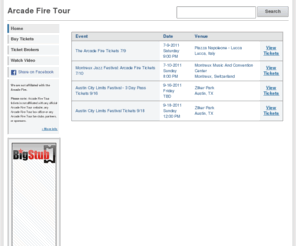 arcadefiretour.com: Arcade Fire Tour
Consumer guide to buying Arcade Fire Tour tickets! ArcadeFireTour.com reveals the cheapest Arcade Fire Tour ticket sellers.