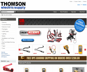 thomsonelectricsupply.com: Thomson Electric Supply, Electrical Supplies at Wholesale Pricing
Thomson Electric Supply :  - Roof and Gutter De-Icing Cables HDMI Cables Lighting Extension Cords Tools Conduit Bending Meltric Batteries Flashlights MultiMeters and Testing Tools Tapes ecommerce, open source, shop, online shopping