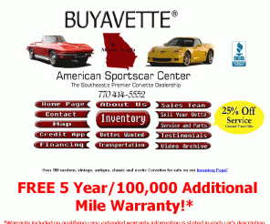 buyavette.net: Used Corvettes, Classic Corvettes for Sale at Buyavette® - Atlanta
Large inventory of corvettes for sale from 1958 to present. Financing available at our corvette dealership in Atlanta Georgia.