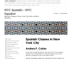 nycespanol.com: NYC Espanol: Spanish Classes in New York City with a Native Speaker
Spanish language instruction in New York City.  Corporate language training.  Spanish classes for individuals and small groups.  Translation editing.