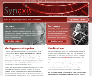 synaxis-ds.com: Marketing Management Data Integration Cleaning Software - Synaxis
Synaxis Data Services provide Data Integration Software, Data Cleaning Software and Marketing Campaign Management Software or marketing campaign management database development to businesses for Data Cleaning, De-duplication, Data Analysis, Database Development, Building, Database Hosting and Direct Marketing