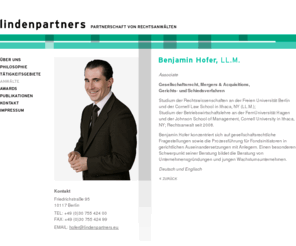 benjaminhofer.com: LINDENPARTNERS : Benjamin Hofer
lindenpartners berät Unternehmen und Unternehmer in ausgewählten Bereichen des Wirtschaftsrechts. 