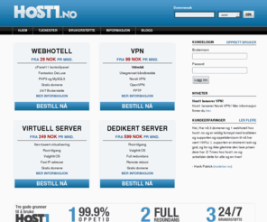 host1.no: Hjem - Host1.no
Forsiden. Produktoversikt - Host1 - Webhotell, VPS og VPN..