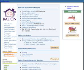 nysradon.org: Radon in New York State
Radon in New York State, maps, data, on-line quizes, resources, etc.