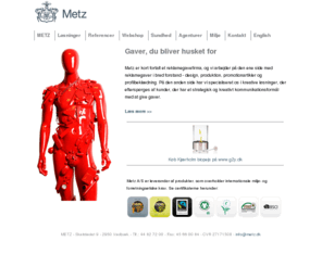 webshopalk.com: METZ - Gaver, du bliver husket for
Metz er kort fortalt et reklamegavefirma, og vi arbejder på den ene side med reklamegaver i bred forstand - design, produktion, promotionartikler og profilbeklædning.