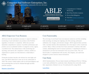 case.net: Computer And Software Enterprises, Inc. | CASE.net
Computer And Software Enterprises, Inc., serving the Asset-Based lending community for over 28 years.