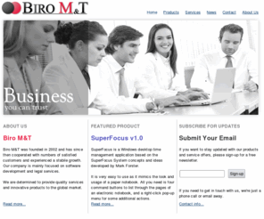 biromt.com: Biro M&T Company
Biro M&T official home page. Biro M&T is a software and legal consultancy company.