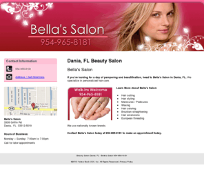 beautysalondania.com: Beauty Salon Dania, FL - Bella's Salon 954-965-8181
Bella's Salon provides personalized hair care services to Dania, FL. Call 954-965-8181 to make an appointment today.