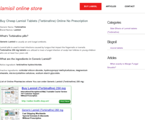 vis-studio.net: Buy Generic Lamisil (Terbinafine) Online Without A Prescription
Generic Name: TerbinafineBrand Names: LamisilWhat's Terbinafine pills?Generic Lamisil is usually an anti-fungal ...