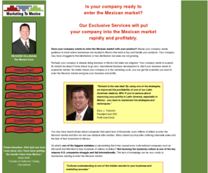 marketingtomexico.com: Richard Villasana, The Mexico Guru. International Speaker, Consultant and Leading Expert on Mexican Business Practices, Communication and Culture
Richard Villasana, The Mexico Guru. International Speaker, Consultant and Leading Expert on Mexican Business Practices, Communication and Culture.