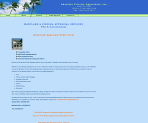 absolutepriorityappraisals.com: Absolute Priority Appraisals, Inc
Specializing in appraisals for refinace, bankruptcy, purchase, and market analysis throughout Maryland and Northern Virginia. With superior Turn Around time and excellent Pricing.