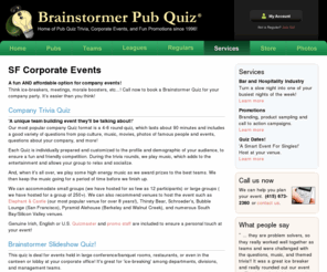 bayareatriviachallenge.com: Welcome to Brainstormer! Home of Pub Quiz Trivia, Corporate Events, and Fun Promotions Since 1996!
Brainstormer Pub Quiz Trivia.