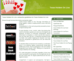 unconventionalpoker.com: Playing texas holdem on line
Texas Holdem On Line:  simple instructions for playing texas holdem on line 