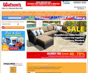 watsons-superstore.com: Pool Supplies, Above Ground Pools, Hot Tubs, Outdoor Living | Cincinnati, OH | Watson's
Watson's of Cincinnati is a toy store for adults offering above ground pools, pool supplies, Envisions Home Theater electronics, home theater furniture, casual patio furniture, spas & hot tubs, pool tables, fireplaces, outdoor kitchens & fireplaces, grill Islands, grills, bars, bar stools, games tables, etc. 513-326-1100