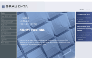 graudatastorage.net: Data Archiving Solutions Without Limits | GRAU DATA
GRAU DATA offers flexible, scalable, cost-effective and audit compliant software solutions for archiving all data according to SOX (Sarbanes-Oxley Act).