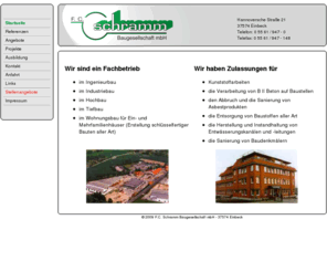 fc-schramm.com: F.C. Schramm Baugesellschaft mbH - Einbeck
Bauunternehmen F.C. Schramm Baugesellschaft mbH Einbeck