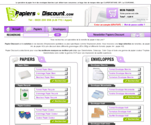 papiers-discount.com: Spécialiste de votre ramette de papier à bas prix - Papier Discount
Papier Discount, spécialiste de la ramette de papier et de l'enveloppe à bas prix, vous propose du papier multifonction, du papier photo, du papier couleur, du papier DCP, du papier recyclé, du papier fluo