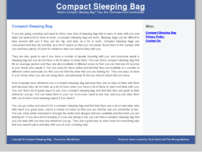 compactsleepingbag.net: Compact Sleeping Bag
Compact Sleeping Bag - A lot of people have started to use a compact sleeping bag because they are so portable, and because they use up a lot less space.