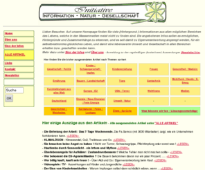 initiative.cc: INITIATIVE Information - Natur - Gesellschaft
Hintergrundinformationen und alternative Berichte und Artikel über Natur, Gesundheit, Gesellschaft, Kinder, Weltfinanz, Frauen, Enährung, E-Smog, Mobilfunk, Landwirtschaft, Gentechnik, Impfen, Schwangerschaft, Kindererziehung, USA, Terror, ......