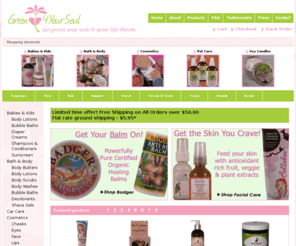 green4yoursoul.com: Green 4 Your Soul
Buy green products, vegetarian products, organic products, natural cosmetics