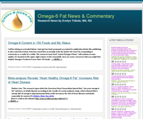 nixsix.net: Omega-6 Fat Research News & Commentary
Omega-6 Fat Research news and commentary on the impact of omega-6/omega-3 fats in the diet.  Brief summaries and links to full text studies or abstracts.