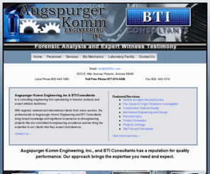 btic.com: Augspurger Komm Engineering Inc. and BTI Consultants :: Forensic Analysis, Expert Witness Testimony
Augspurger Komm Engineering and BTI Consultants is a consulting engineering firm specializing in forensic analysis and expert witness testimony.