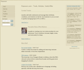 kassoon.com: Kassoon.com
Tools, articles, useful bits. Tools and mods for games and D&D as well as free downloads and code.