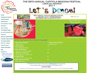 begoniafestival.com: annual Capitola Begonia Festival
Begonia Festival: Capitola, CA beach resort & village. Lodging Guide, Dining Guide, Gallery Guide: Capitola, on the Monterey Bay, is a wonderful spot for a family vacation or a company off site meeting at one of the many beach side restaurants. Annual events include the Begonia Festival, Art & Wine Festival, Kite Flying Contest, Fishing Derby and Sand Castle Contest