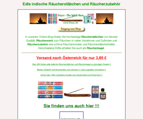 raeucherstaebchenshop.at: Onlineshop für edle indische Räucherstäbchen und Räucherkegel!
Grosser Onlineshop für indische Räucherstäbchen und Räucherkegel von HEM und Darshan. Über 200 verschiedene Düfte !!!