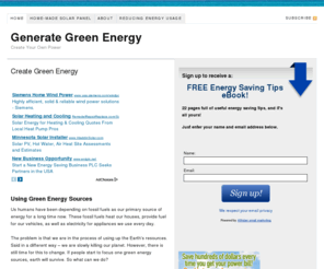 generategreenenergy.org: Generate Green Energy — Create Your Own Power
There are many ways we can generate green energy. Wind power, Solar power and Hydro energy. Learn more about what green energy really means.