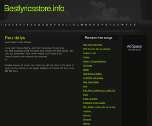 bestlyricsstore.info: Bestlyricsstore.info - your lyrics

Best lyrics on Bestlyricsstore.info