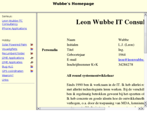 leonwubbe.nl: Leon Wubbe IT Consultancy
Homepage van Leon Wubbe. Onderwerpen: Vouwligfiets en een Solar-powered palm computer