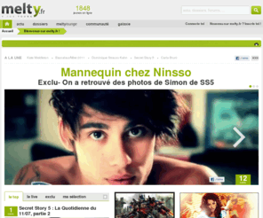 meltypub.org: melty.fr | Actualité et news tendances - communauté jeune
melty.fr | 1er magazine 100% jeune sur Internet - Toute l'actu séries, cinéma, people, musique, mode, sport et les news sur les dernières tendances... Sans oublier les forums de melty.fr pour discuter entre jeunes !