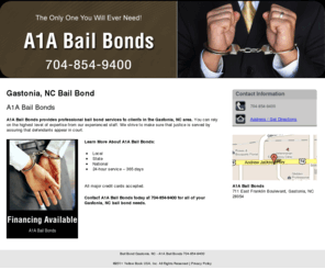 a1abailbondsnc.com: Bail Bond Gastonia, NC - A1A Bail Bonds 704-854-9400
A1A Bail Bonds provides bail bond services to Gastonia, NC. Call 704-854-9400. Financing available.