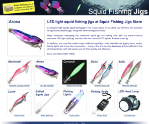 squidfishingjigs.com: PESCA CALAMAR - Tienda on-line de artículos de pesca
Compra poteras en PESCA CALAMAR, la tienda especializada en poteras, jibioneras, poteras con luz, jigging y pesca de profundidad