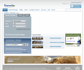 travelextravels.com: Travelex Dubai home: Airfares, hotels, vacations, activities & Tourism, City Tours, Golf, Events and more at Travelex Dubai U.A.E
Enquire airline tickets, make hotel reservations, find vacation packages, Desert Safari & Golf in dubai, travel agency in dubai