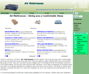 airmatresses.org: Air Matresses - Air Mattresses
When it comes to comfort, air mattresses are the option. Not only are they very comfortable, but they are safe and secure as well.