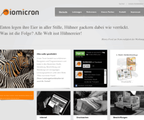 iomicron.de: iomicron  - Grafik | Gestaltung | Druck | Beschriftung | Community | Fotografie
iomicron - wir bieten webdesign, grafik, drucksachen, gestaltung, webhosting, software, design, ansbach, bad windsheim, rothenburg