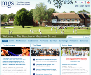 mgs.org: The Adventure
The Manchester Grammar School is the largest independent day school for boys aged 9 to 18 in the United Kingdom.  Situated in south Manchester it serves Greater Manchester, Cheshire and Lancashire. MGS junior school is for boys aged 9 to 10. MGS senior and sixth form boys are aged 11 to 18. The school has a world wide reputation for academic excellence as does its terrific programme of over 128 extra curricular activities.