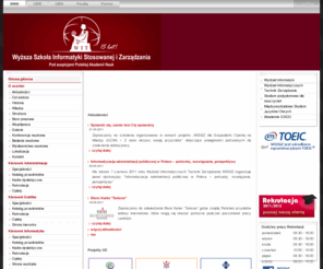 wsisiz.edu.pl: Wyższa Szkoła Informatyki Stosowanej i Zarządzania WIT
Wyższa Szkoła Informatyczna w Warszawie o kierunkach: Administracja, Grafika, Informatyka, Zarządzanie