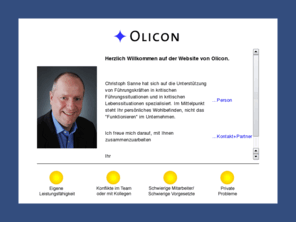 hrmandat.com: Olicon - Christoph Sanne
Hier finden Sie ein Angebot professioneller Service- und Coachingleistungen für Unternehmen und einzelne Führungskräfte.