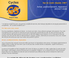 expertvelo.com: Cycles G.S.
Expert vélo: achat, positionnement et réparation de vélos à Laval ouest.